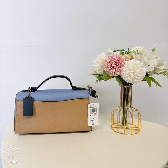 Coach C8161 Kleo Top Handle In Colorblock In Gold/Marble Blue Multi - Picture 3 of 7